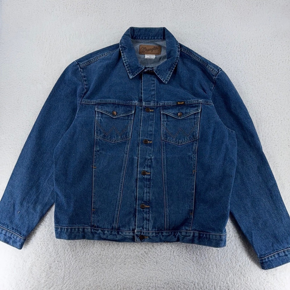 vtg‎ WRANGLER AUTHENTIC WESTERN DENIM JEAN JACKET Size 2XL